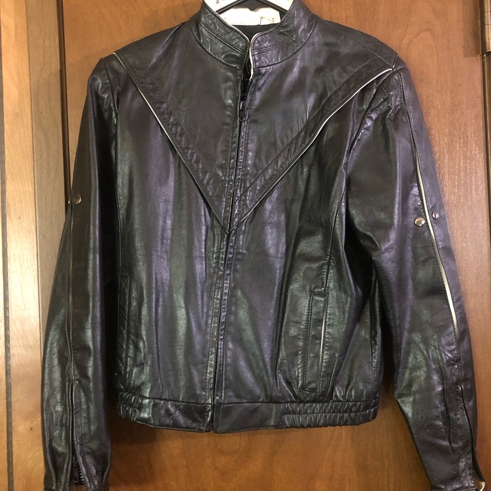black vintage leather jacket